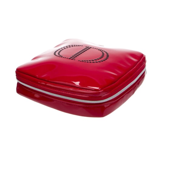 NEW Christian Dior Studded CD Logo Red Cosmetic Bag in Box - Picture 4 of 6